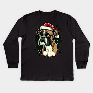 Boxer christmas Kids Long Sleeve T-Shirt